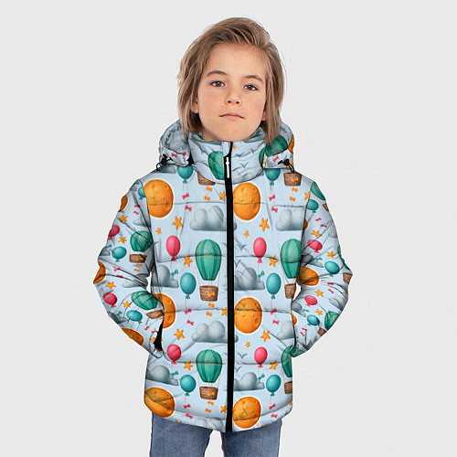 Зимняя куртка для мальчика Воздушные шары и луна / 3D-Светло-серый – фото 3