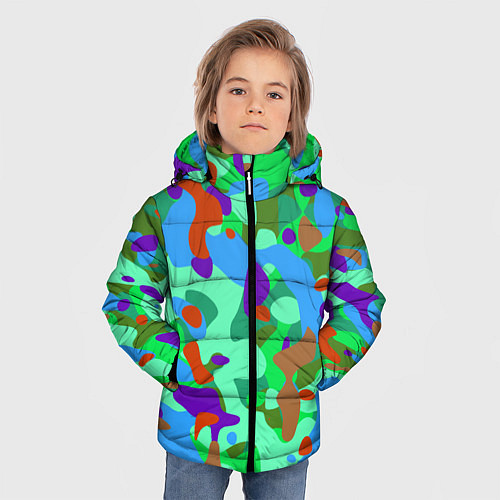 Зимняя куртка для мальчика Абстракция цвета / 3D-Светло-серый – фото 3