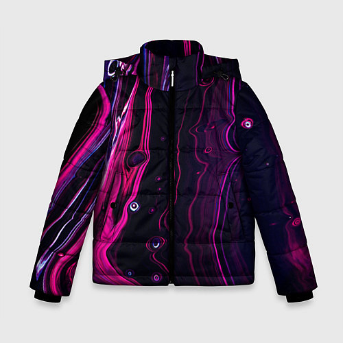 Зимняя куртка для мальчика Фиолетовые линии песка во тьме / 3D-Красный – фото 1