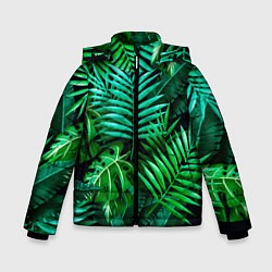 Куртка зимняя для мальчика Тропические растения - текстура, цвет: 3D-светло-серый
