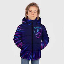 Куртка зимняя для мальчика Lamborghini neon speed lines, цвет: 3D-черный — фото 2