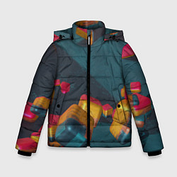 Куртка зимняя для мальчика Множество абстрактных кубиков, цвет: 3D-светло-серый