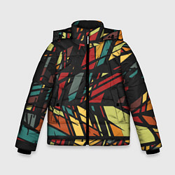 Куртка зимняя для мальчика Абстракция в разноцветных линиях, цвет: 3D-черный