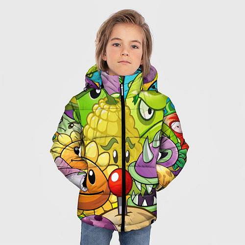Зимняя куртка для мальчика Растения против зомби / 3D-Светло-серый – фото 3