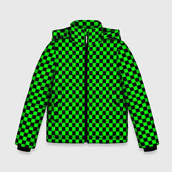 Куртка зимняя для мальчика Зелёная шахматка - паттерн, цвет: 3D-черный