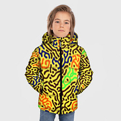 Куртка зимняя для мальчика Абстрактные кислотные полосы, цвет: 3D-красный — фото 2