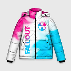 Куртка зимняя для мальчика Fallout neon gradient style: надпись, символ, цвет: 3D-черный