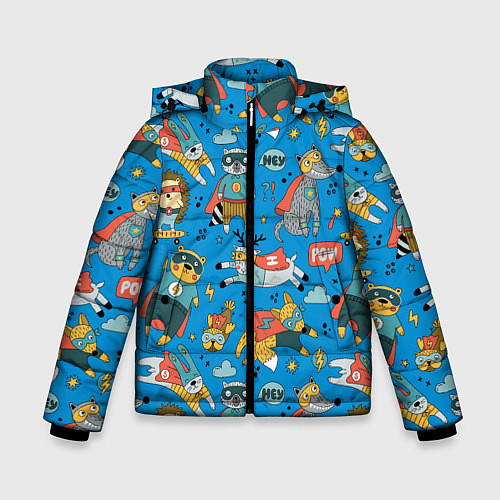 Зимняя куртка для мальчика Животные-супергерои / 3D-Красный – фото 1