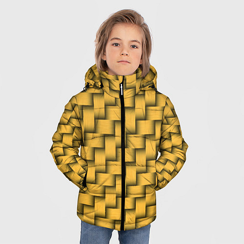 Зимняя куртка для мальчика Плетёнка - паттерн / 3D-Светло-серый – фото 3