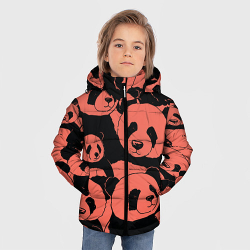 Зимняя куртка для мальчика С красными пандами / 3D-Черный – фото 3