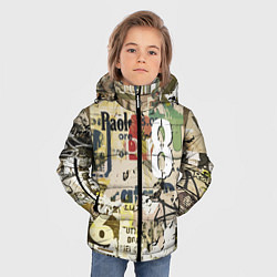 Куртка зимняя для мальчика Восьмёрка на фоне рваных афиш, цвет: 3D-красный — фото 2