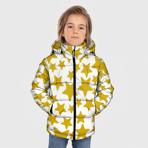 Зимняя куртка для мальчика Жёлтые звезды / 3D-Светло-серый – фото 3
