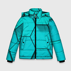Куртка зимняя для мальчика Большие бирюзовые соты, цвет: 3D-светло-серый