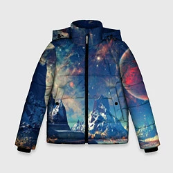 Куртка зимняя для мальчика Горы и бескрайний космос, цвет: 3D-светло-серый