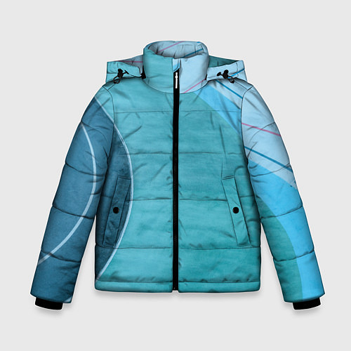Зимняя куртка для мальчика Абстрактные волнообразные линии и полосы / 3D-Красный – фото 1