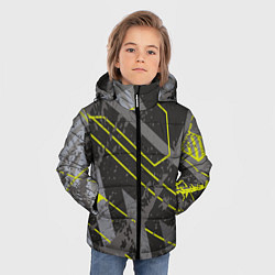 Куртка зимняя для мальчика Серо-зеленая абстракция, цвет: 3D-светло-серый — фото 2