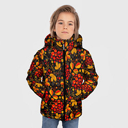 Куртка зимняя для мальчика Красная рябина хохломой, цвет: 3D-черный — фото 2