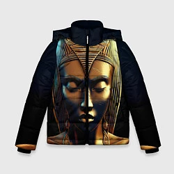 Куртка зимняя для мальчика Нейросеть - золотая статуя египетской царицы, цвет: 3D-черный