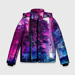 Куртка зимняя для мальчика Сиреневый лес - глитч, цвет: 3D-светло-серый
