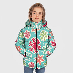 Куртка зимняя для мальчика Весёлые снежинки, цвет: 3D-красный — фото 2