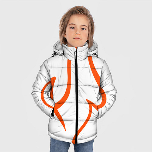 Зимняя куртка для мальчика Огненные красные полосы / 3D-Светло-серый – фото 3