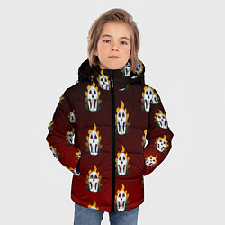 Куртка зимняя для мальчика Горящие черепушки, цвет: 3D-красный — фото 2