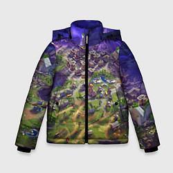 Куртка зимняя для мальчика Фортнайт карта, цвет: 3D-черный