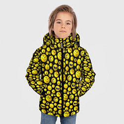 Куртка зимняя для мальчика Шарики эмодзи на черном, цвет: 3D-светло-серый — фото 2