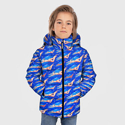 Куртка зимняя для мальчика Плывущие девушки на синем, цвет: 3D-красный — фото 2