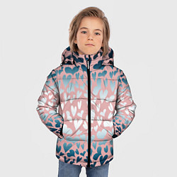 Куртка зимняя для мальчика Сердца розовые перламутровые паттерн, цвет: 3D-черный — фото 2