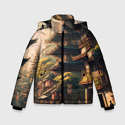 Куртка зимняя для мальчика Колорит японской архитектуры, цвет: 3D-светло-серый