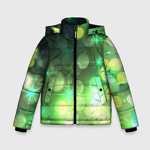 Зимняя куртка для мальчика Неоновый зеленый блеск и черный фон / 3D-Светло-серый – фото 1