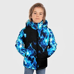Куртка зимняя для мальчика Красивый синий огонь, цвет: 3D-черный — фото 2