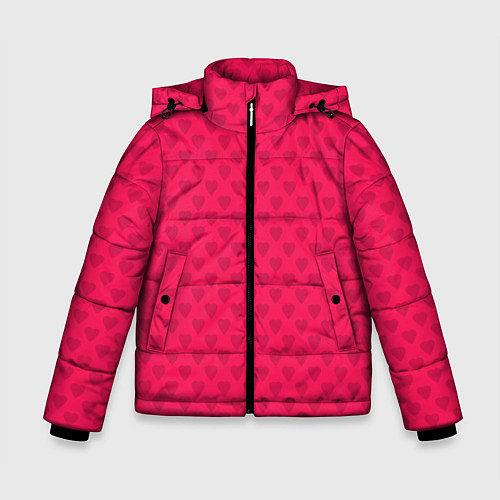 Зимняя куртка для мальчика Красный паттерн с мелкими сердечками / 3D-Красный – фото 1