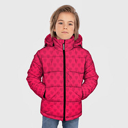 Куртка зимняя для мальчика Красный паттерн с мелкими сердечками, цвет: 3D-красный — фото 2