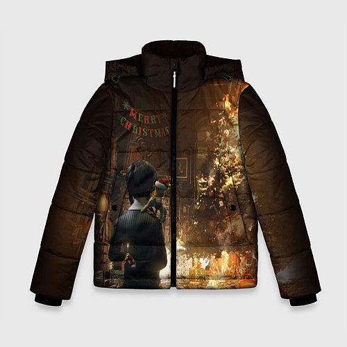 Зимняя куртка для мальчика Уэнсдэй поджог / 3D-Красный – фото 1