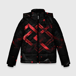 Куртка зимняя для мальчика Красные ромбы и брызги, цвет: 3D-светло-серый