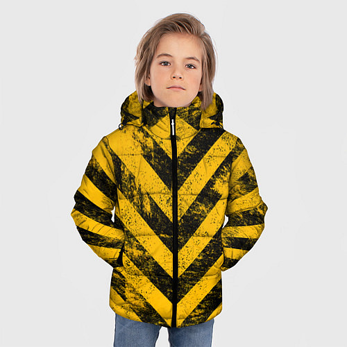 Зимняя куртка для мальчика WARNING - желто-черные полосы / 3D-Светло-серый – фото 3