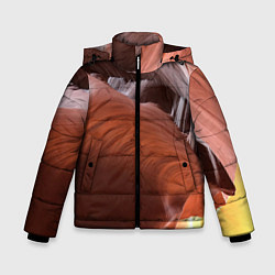 Куртка зимняя для мальчика Изогнутые натуральные стены цвета, цвет: 3D-черный