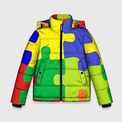 Куртка зимняя для мальчика Пазлы разноцветные, цвет: 3D-светло-серый