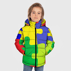Куртка зимняя для мальчика Пазлы разноцветные, цвет: 3D-светло-серый — фото 2