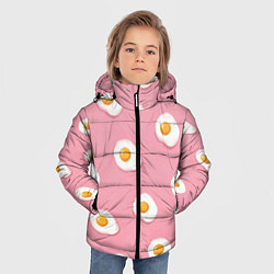 Куртка зимняя для мальчика Яичница на розовом фоне, цвет: 3D-черный — фото 2