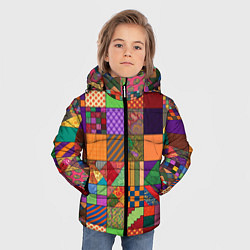 Куртка зимняя для мальчика Разноцветные лоскуты от нейросети, цвет: 3D-красный — фото 2