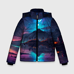 Куртка зимняя для мальчика Ночное небо, пейзаж, цвет: 3D-светло-серый