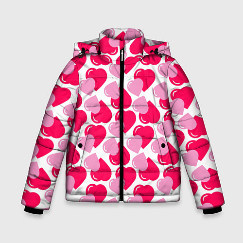 Зимняя куртка для мальчика Двойные сердечки - паттерн / 3D-Светло-серый – фото 1