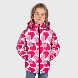 Куртка зимняя для мальчика Двойные сердечки - паттерн, цвет: 3D-светло-серый — фото 2