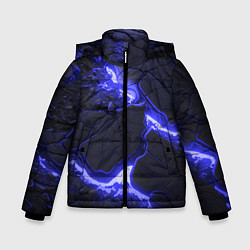 Куртка зимняя для мальчика Красивая синяя неоновая лава, цвет: 3D-светло-серый