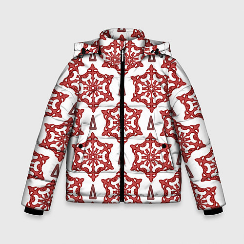 Зимняя куртка для мальчика Треугольник и круглый орнамент / 3D-Светло-серый – фото 1