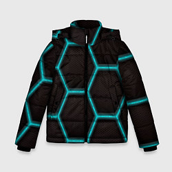 Куртка зимняя для мальчика Стальная броня соты, цвет: 3D-черный