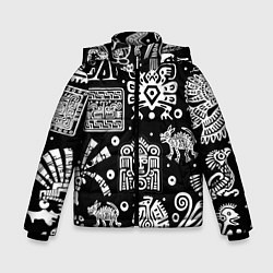 Куртка зимняя для мальчика Знаки племени Майя, цвет: 3D-красный